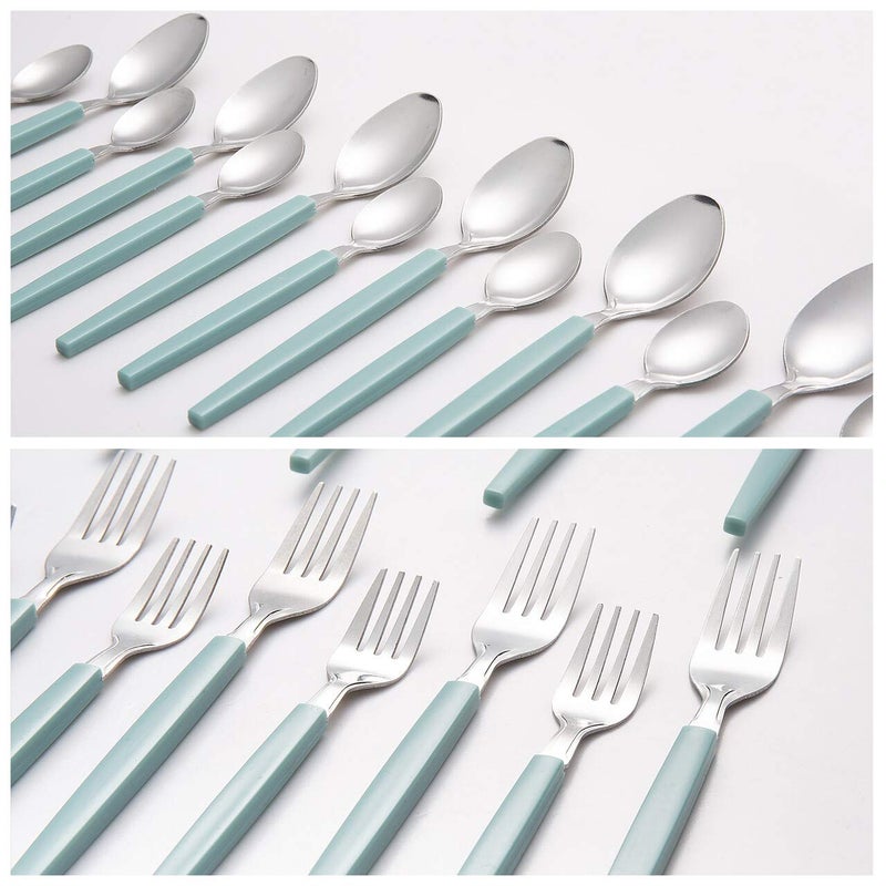 Cutiset 40 piece Stainless Steel Kitchen Flatware set with organizer, Camping Silverware set with color handles set of 8 - Image 3